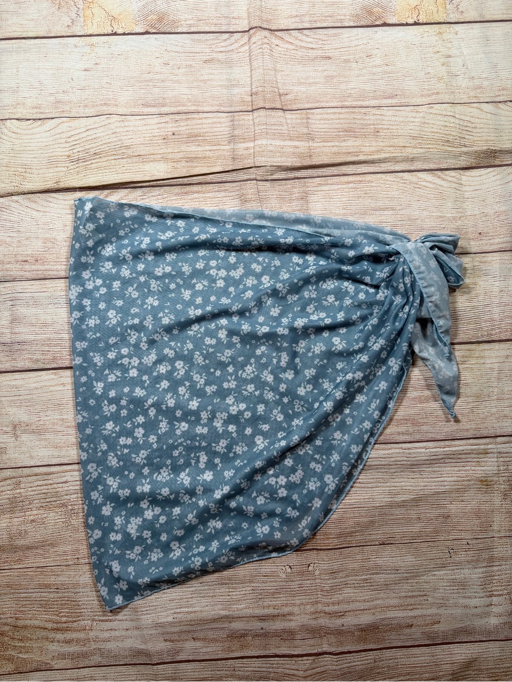 PatPat Powder Blue Floral Swim Sarong Wrap